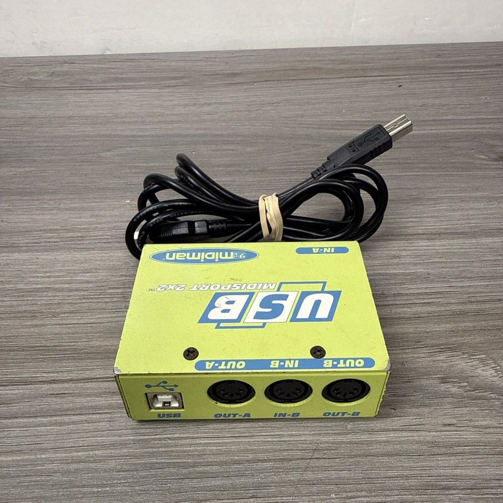 Midiman USB Midisport 2x2 MIDI Interface Lime Green 2-In 2-Out 32-Channel
